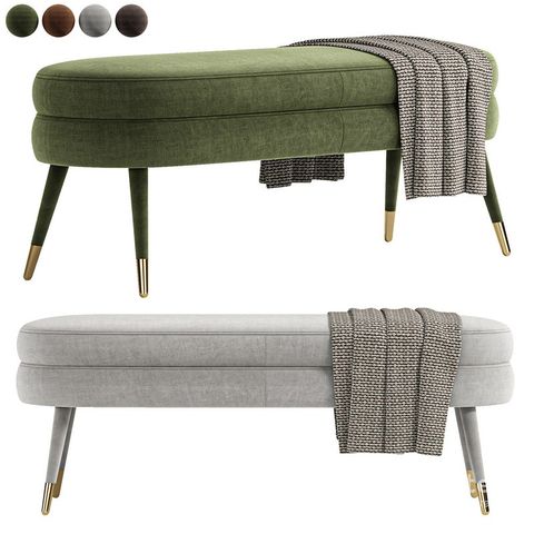 Leigh Velvet Channeled Bench 3D Model Buy Download 3Dbrute regarding Leigh Taupe Velvet Channeled Bench - Taupe